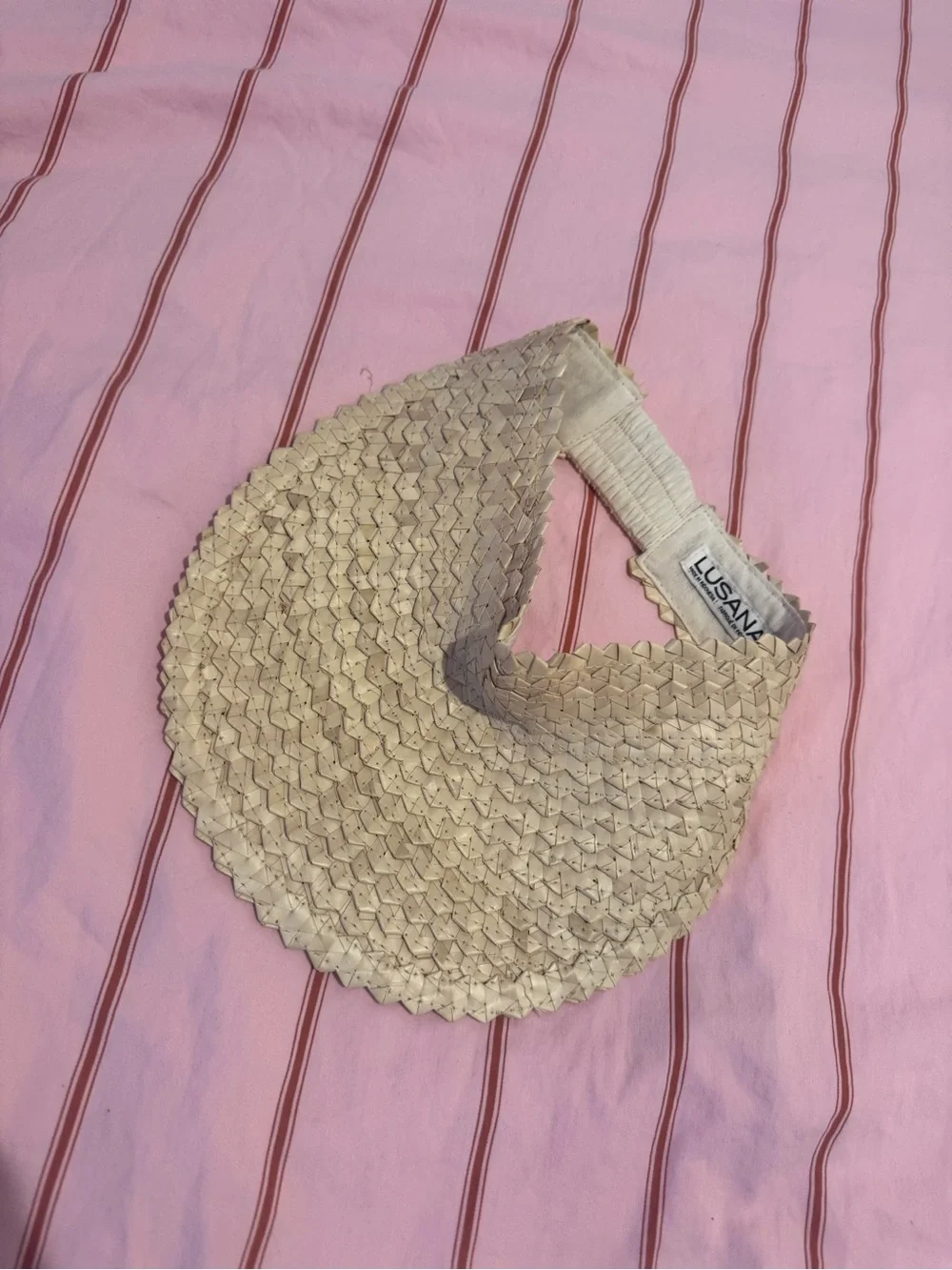 Lusana Beige Woven Straw Baha Visor